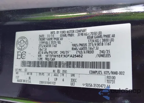 2016 Ford F-150 Xlt z USA, uszkodzony, nr VIN 1FTFW1EF3GFA25462